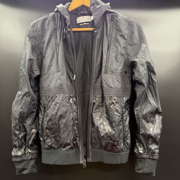 Adidas by Stella McCartney Running Windbreaker Black Jacket Coat Women XS Clima - Picture 1 of 11